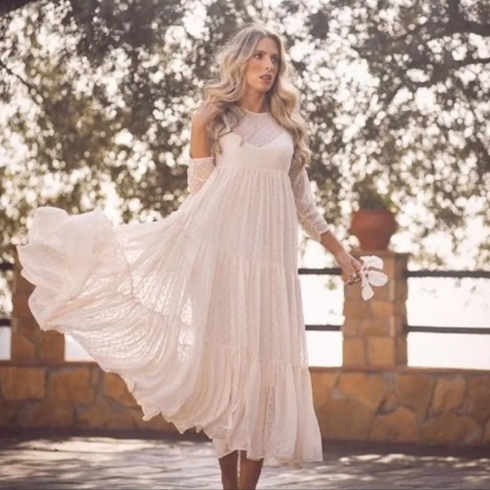 Zara White Swiss Dot Maxi Dress - Picture 2 of 15
